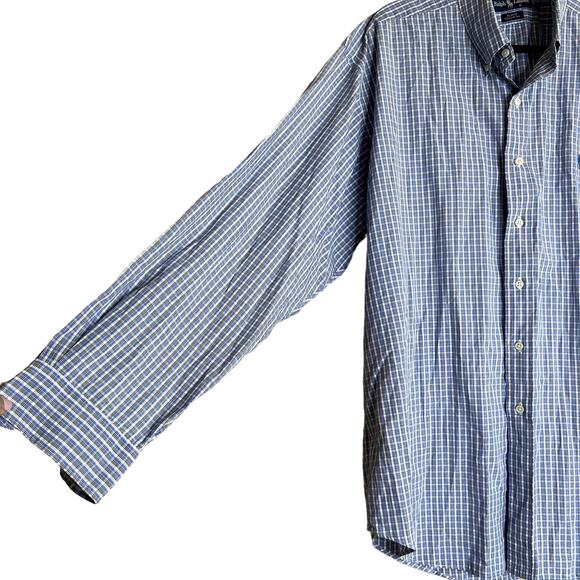 Ralph Lauren Blake Button Up Shirt Men Size XL Blue Plaid Business Career - Picture 8 of 9